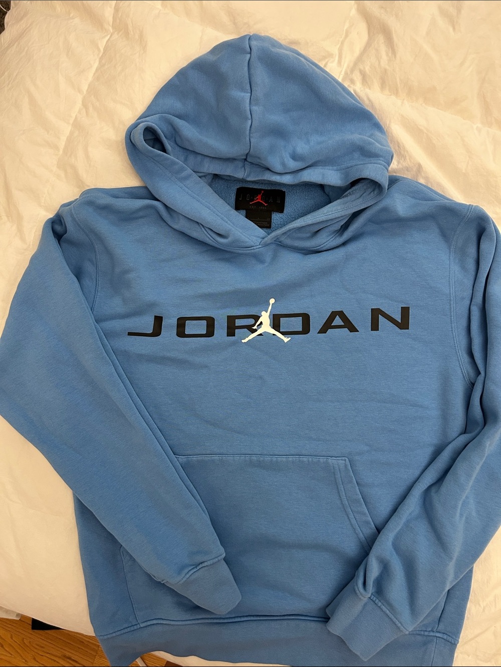 Jordan Light Blue Pullover Hoodie with Black Logo